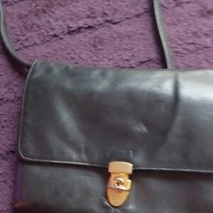 Perlina  Black Leather Crossbody Bag
